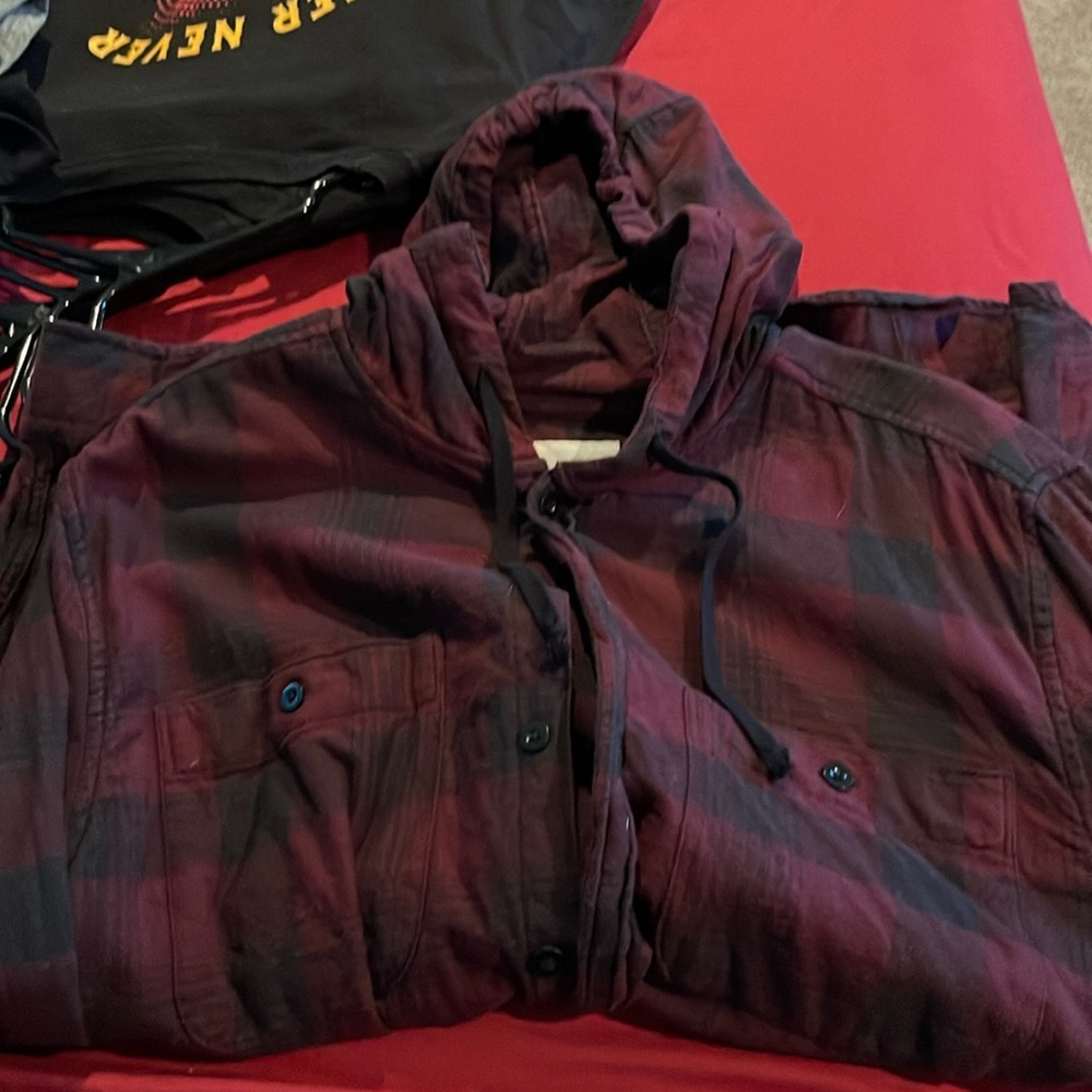Long sleeve button up with hood